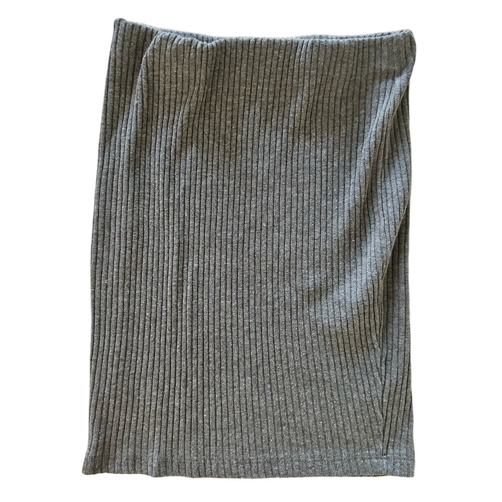 RUE21 GRAY RIBBED MINI SKIRT WITH ELASTIC WAIST